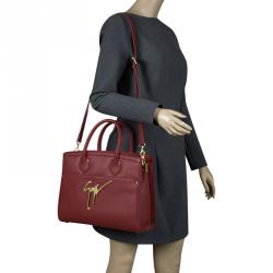 Giuseppe Zanotti Red Leather Angelina Top Handle Bag