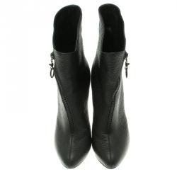 Pre Owned حذاء بوت كاحل جوسيبي زانوتي مقدمة مدببة لمسات سحاب صناعي جلد أسود مقاس 40.5