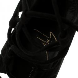 Pre Owned Giuseppe Zanotti Black Suede Lace Up Pointed Toe Pumps Size 40