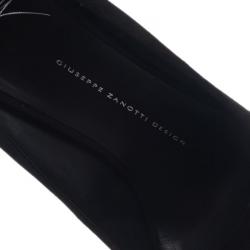 Pre Owned Giuseppe Zanotti Black Suede Metal Heel Peep Toe Platform Pumps Size 39.5