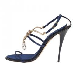 Pre Owned Giuseppe Zanotti Navy Blue Sandals Size 39