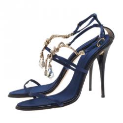 Pre Owned Giuseppe Zanotti Navy Blue Sandals Size 39