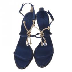 Pre Owned Giuseppe Zanotti Navy Blue Sandals Size 39