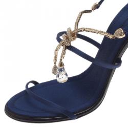 Pre Owned Giuseppe Zanotti Navy Blue Sandals Size 39