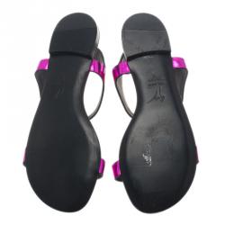 Pre Owned Giuseppe Zanotti Purple Leather Nuvoroll Flat Sandals Size 37