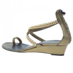 مملوكة مسبقًا صندل جوسيبي زانوتي برونزي مرصعة بحلقة للأصبع و نعل روكي مقاس 37