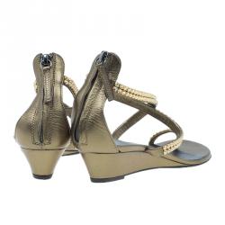 مملوكة مسبقًا صندل جوسيبي زانوتي برونزي مرصعة بحلقة للأصبع و نعل روكي مقاس 37