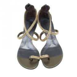 مملوكة مسبقًا صندل جوسيبي زانوتي برونزي مرصعة بحلقة للأصبع و نعل روكي مقاس 37