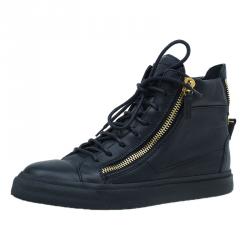 Pre Owned Giuseppe Zanotti Black Leather High Top Sneakers Size 39