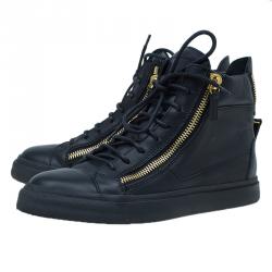 Pre Owned Giuseppe Zanotti Black Leather High Top Sneakers Size 39
