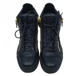 Pre Owned Giuseppe Zanotti Black Leather High Top Sneakers Size 39