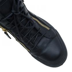 Pre Owned Giuseppe Zanotti Black Leather High Top Sneakers Size 39