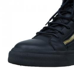 Pre Owned Giuseppe Zanotti Black Leather High Top Sneakers Size 39