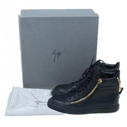 Pre Owned Giuseppe Zanotti Black Leather High Top Sneakers Size 39