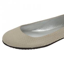 Pre Owned Giuseppe Zanotti Cream Python Embossed Jewel Embellished Leather Ballet Flats Size 41