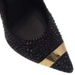 Pre Owned Giuseppe Zanotti Black Suede Ester Crystal Studded Pumps Size 37