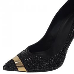 Pre Owned Giuseppe Zanotti Black Suede Ester Crystal Studded Pumps Size 37
