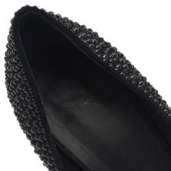 Pre Owned Giuseppe Zanotti Black Suede Ester Crystal Studded Pumps Size 37