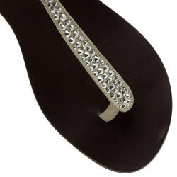 Pre Owned صندل إصبع جوسيبي زانوتي غايا فضي كريستال مرصع مقاس 38