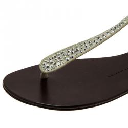 Pre Owned صندل إصبع جوسيبي زانوتي غايا فضي كريستال م رصع مقاس 38