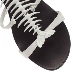 Pre Owned Giuseppe Zanotti White Fishbone Flat Sandals Size 38