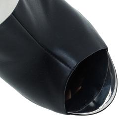 Pre Owned Giuseppe Zanotti Black Leather Plated Peep Toe Ankle Boots Size 41