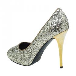 Pre Owned حذاء جوسيبي زانوتي غليتر ذهبي مقدمة مفتوحة مقاس 36.5