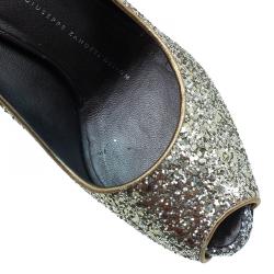 Pre Owned حذاء جوسيبي زانوتي غليتر ذهبي مقدمة مفتوحة مقاس 36.5