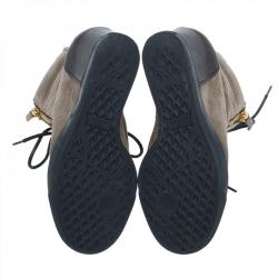 Pre Owned Giuseppe Zanotti Tan Suede Wedge Zip Sneakers Size 37