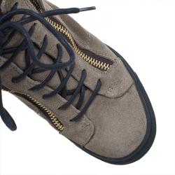 Pre Owned Giuseppe Zanotti Tan Suede Wedge Zip Sneakers Size 37