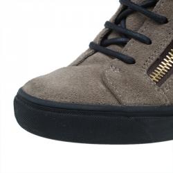 Pre Owned Giuseppe Zanotti Tan Suede Wedge Zip Sneakers Size 37