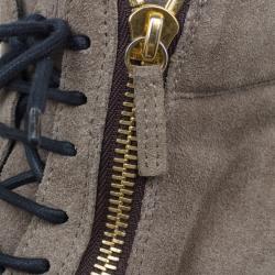 Pre Owned Giuseppe Zanotti Tan Suede Wedge Zip Sneakers Size 37