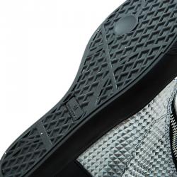 Pre Owned Giuseppe Zanotti Silver Diamond Embossed Leather London High-top Sneakers Size 41