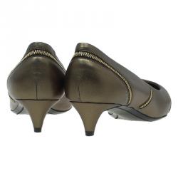 مملوكة مسبقًا Giuseppe Zanotti Metallic Leather Yvette Zip Embellished Pumps Size 39