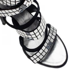 Pre Owned Giuseppe Zanotti Black Suede Mirror Strappy Sandals Size 39.5