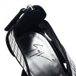 Pre Owned Giuseppe Zanotti Black Suede Mirror Strappy Sandals Size 39.5
