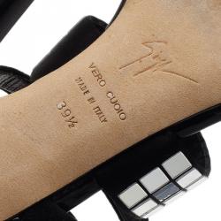 Pre Owned Giuseppe Zanotti Black Suede Mirror Strappy Sandals Size 39.5