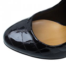 Pre Owned حذاء كعب عالي جوسيبي زانوتي جلد بني داكن لامع نقشة التمساح مقاس 38