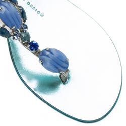 مملوكة مسبقًا صندل فلات جوسيبي زانوتي ميتاليك تركواز مرصع مقاس 37