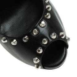 مملوكة مسبقًا Giuseppe Zanotti Black Leather Studded Peep Toe Pumps Size 38.5