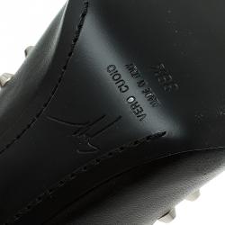 مملوكة مسبقًا Giuseppe Zanotti Black Leather Studded Peep Toe Pumps Size 38.5