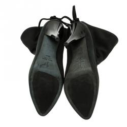 Pre Owned Giuseppe Zanotti Black Leather Bow Tie Ankle Boots Size 38.5