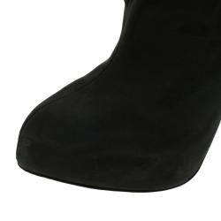 Pre Owned Giuseppe Zanotti Black Leather Bow Tie Ankle Boots Size 38.5