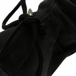 Pre Owned Giuseppe Zanotti Black Leather Bow Tie Ankle Boots Size 38.5