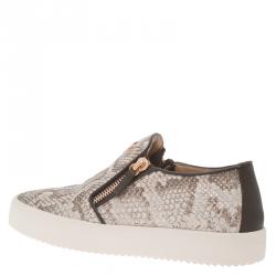 Pre Owned Giuseppe Zanotti Grey Python Embossed Eve Slip On Sneakers Size 40