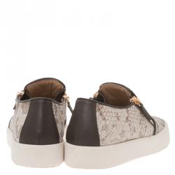 Pre Owned Giuseppe Zanotti Grey Python Embossed Eve Slip On Sneakers Size 40