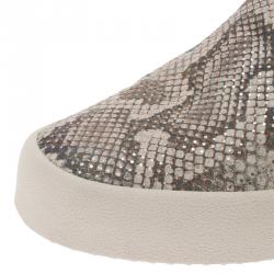 Pre Owned Giuseppe Zanotti Grey Python Embossed Eve Slip On Sneakers Size 40