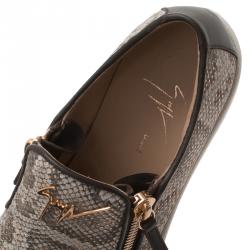 Pre Owned Giuseppe Zanotti Grey Python Embossed Eve Slip On Sneakers Size 40