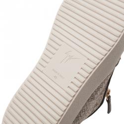 Pre Owned Giuseppe Zanotti Grey Python Embossed Eve Slip On Sneakers Size 40