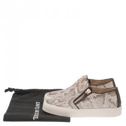 Pre Owned Giuseppe Zanotti Grey Python Embossed Eve Slip On Sneakers Size 40
